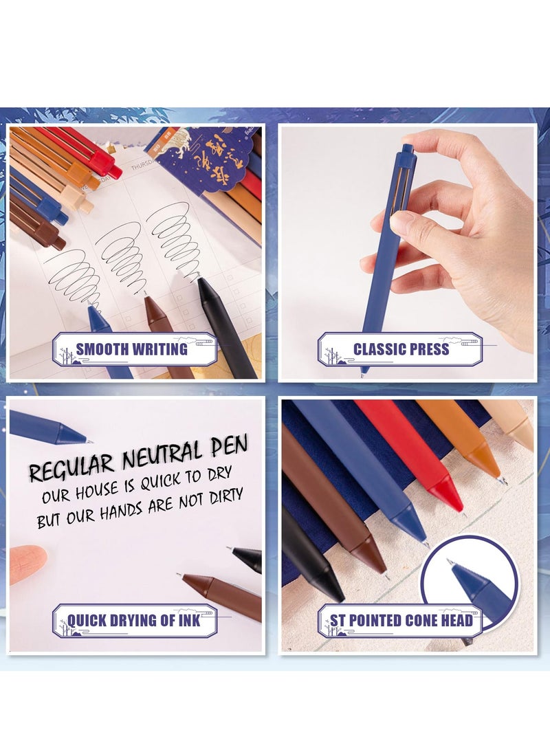 Excefore Retractable Gel Ink Pens, 6 Pcs Black Ballpoint Pens, 0.5mm Fine Point Rollerball, Quick Drying Smooth Writing Pens for Adults, Kids, Students - Image 2