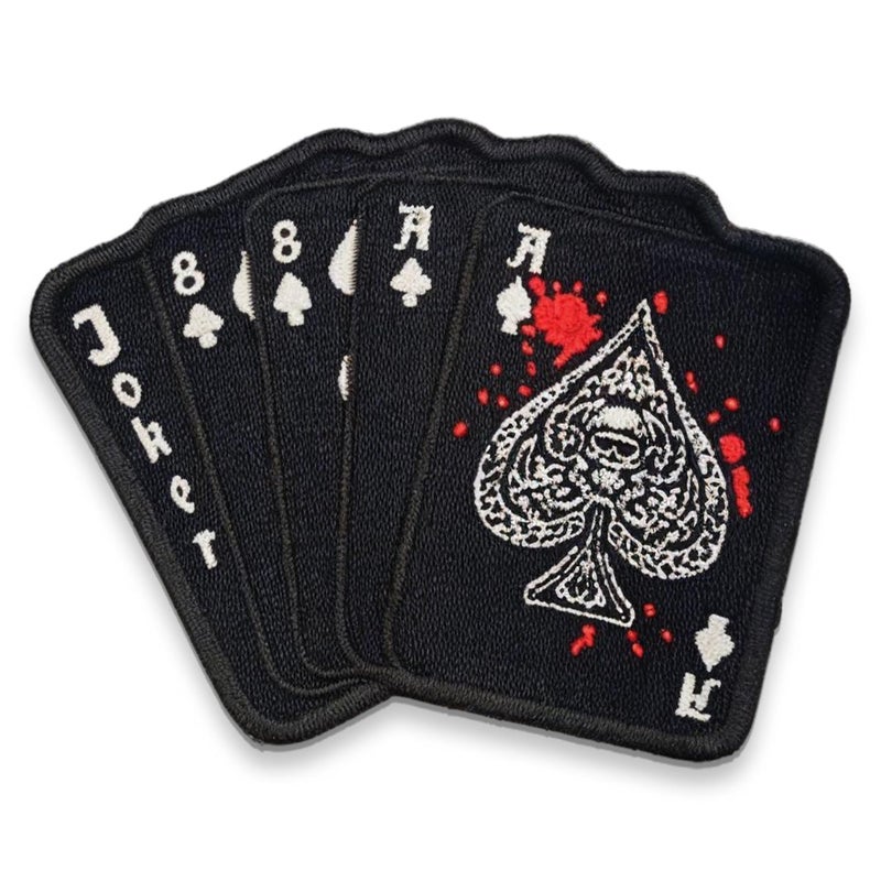 Jestik Dead Man's Hand Ace of Spade Embroidery Patch - Funny Meme Embroidered Patches, Military Tactical Morale Patch with Hook and Loop Fastener, Cute Patches for Backpacks, Jeans, Jackets, Vests & More - Image 1