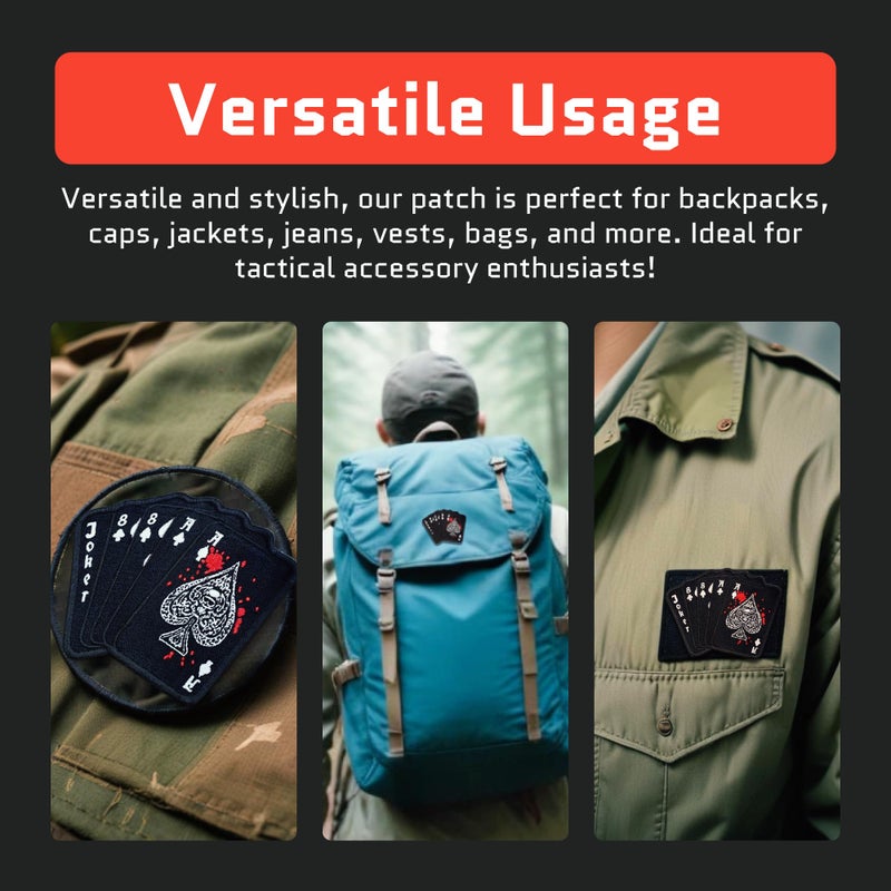 Jestik Dead Man's Hand Ace of Spade Embroidery Patch - Funny Meme Embroidered Patches, Military Tactical Morale Patch with Hook and Loop Fastener, Cute Patches for Backpacks, Jeans, Jackets, Vests & More - Image 5