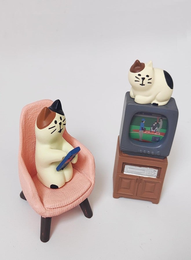 Molishan Cute Desk Accessories - Funny Cats Watching TV Figurines for Bookshelf, Desk Decoration, Office Decor for Cat Lovers, Friend, Family Pink - Image 3