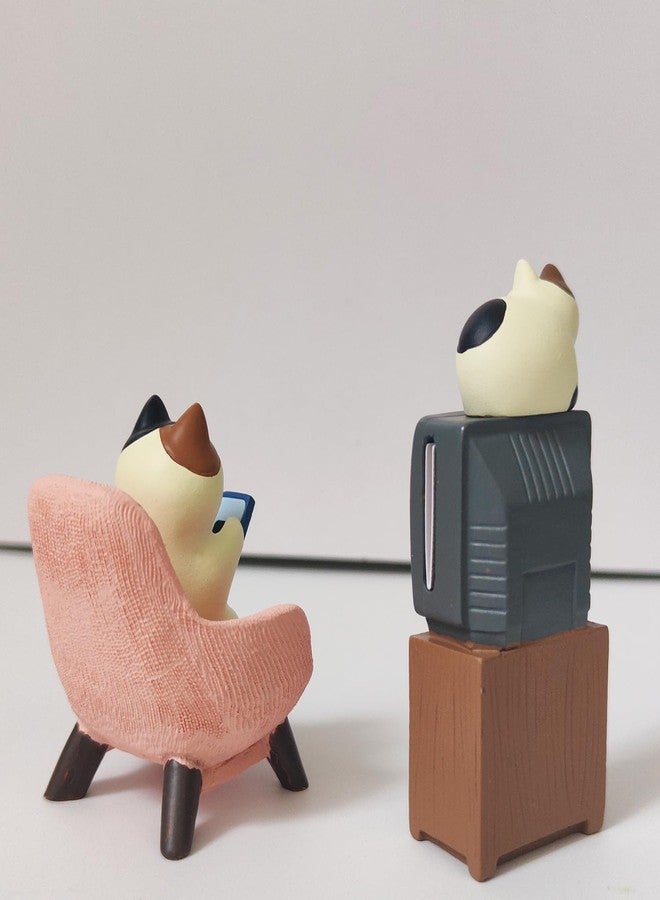 Molishan Cute Desk Accessories - Funny Cats Watching TV Figurines for Bookshelf, Desk Decoration, Office Decor for Cat Lovers, Friend, Family Pink - Image 4