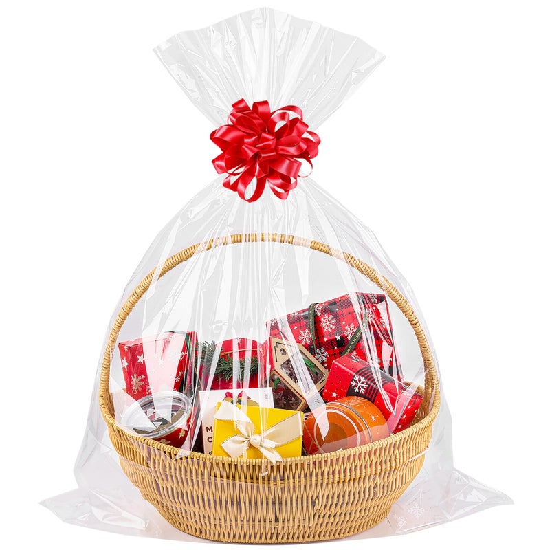 CUDICY 20pcs Cellophane Bags 18x30 Cellophane Wrap for Gift Baskets Large Clear Party Favors Clear Treat Plastic Gift Bags Packaging for Cookie - Image 1