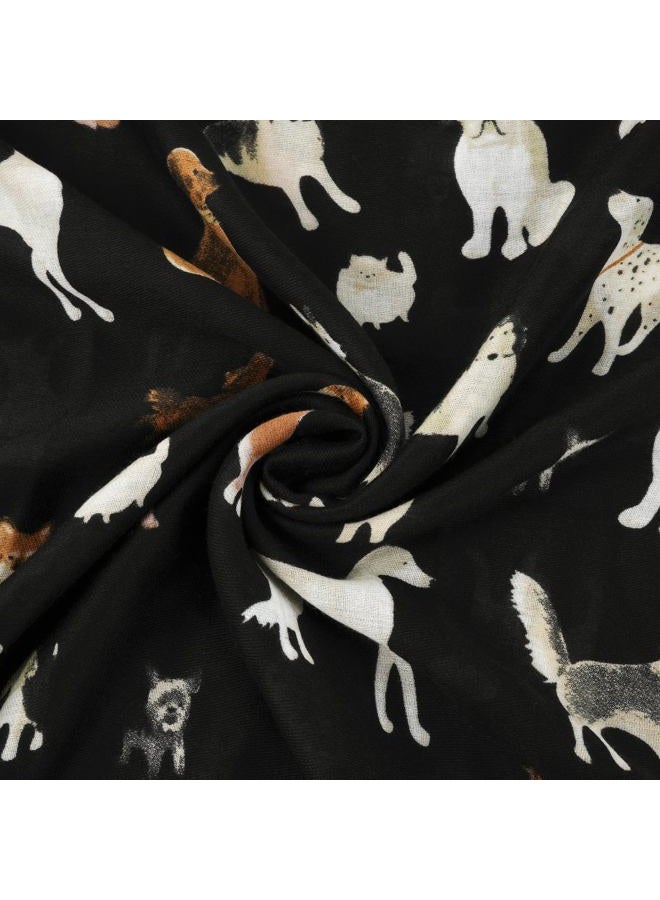 E-Clover Fashion Scarf for Women Lightweight Scarves Shawl Wrap for Spring/Summer Winter, Dog Black, Standard - Image 4