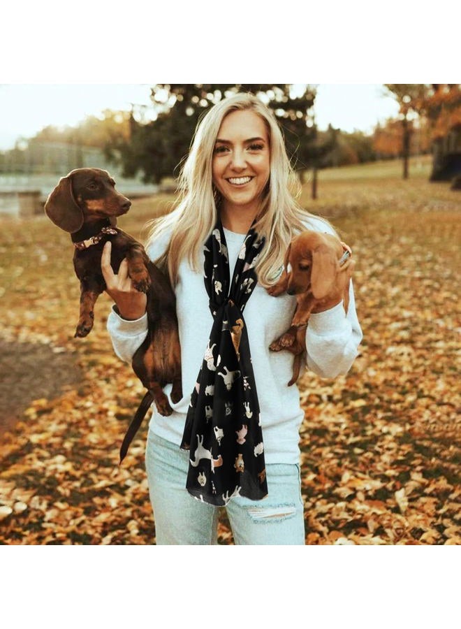 E-Clover Fashion Scarf for Women Lightweight Scarves Shawl Wrap for Spring/Summer Winter, Dog Black, Standard - Image 5