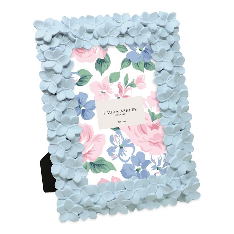 LAURA ASHLEY Laura Ashley 4x6 Powder Blue Flower Textured HandCrafted Resin Picture Frame wEasel  Hook for Tabletop  Wall Display Decorative Floral Design Home Dcor Photo Gallery Art 4x6 Powder Blue 