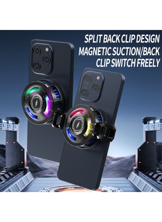 Generic Magnetic Phone Cooler, Mobile Cooling Monster,  Adsorption Design, Semiconductor Phone Cooler with RGB Light,  Universal Phone Fan Cellphone Radiator for Game and Live Stream  - Image 4