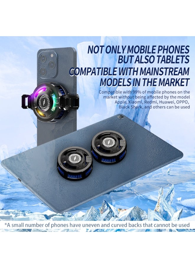 Generic Magnetic Phone Cooler, Mobile Cooling Monster,  Adsorption Design, Semiconductor Phone Cooler with RGB Light,  Universal Phone Fan Cellphone Radiator for Game and Live Stream  - Image 2