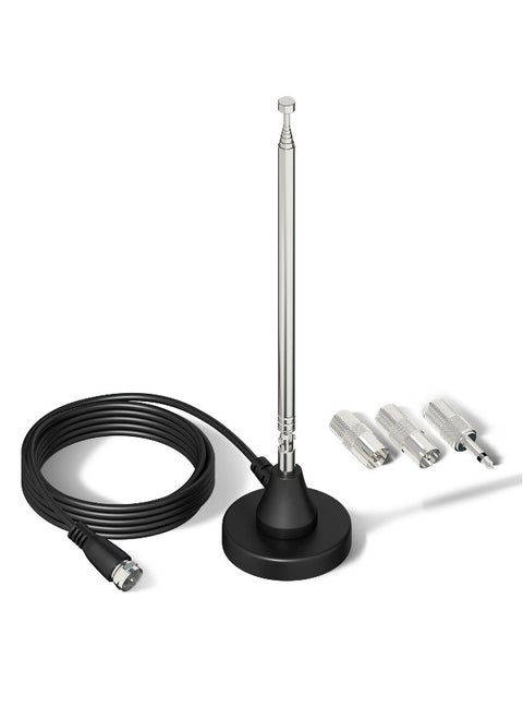 DAB FM Radio Antenna 75 Ohm Telescopic Antenna with Magnetic Base and 3m Extension Cable for Portable Stereo System and Receiver