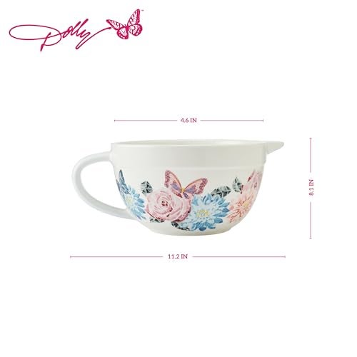 Dolly Parton Ceramic Batter Bowl Mosaic Design with Inspirational Quote Capacity Spout and Handle Dishwasher Safe 25 Quart - Image 3