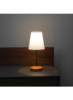 Wooden Leg Lampshade Table Lamp Gold Body White Hat