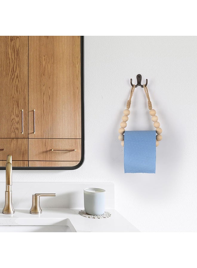 انتيكيانو حامل ورق التواليت من خرز الخشب الطبيعي - Image 2