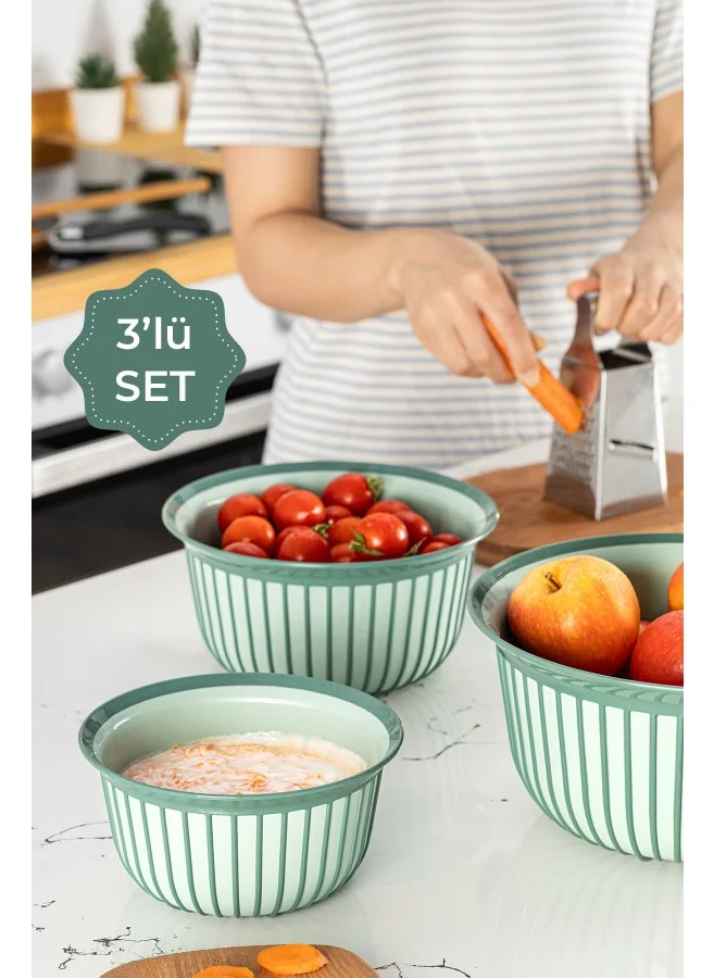 Vienev 3-Piece Linea Bowl Set Green 1x(1, 2, 3 Liters)