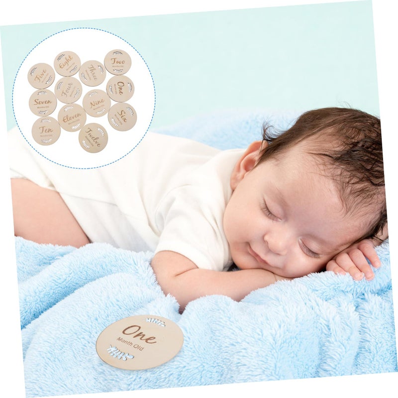 Wooden Baby Milestone Cards Set Of 12 For Monthly Photos First Year Celebration Props - Image 3