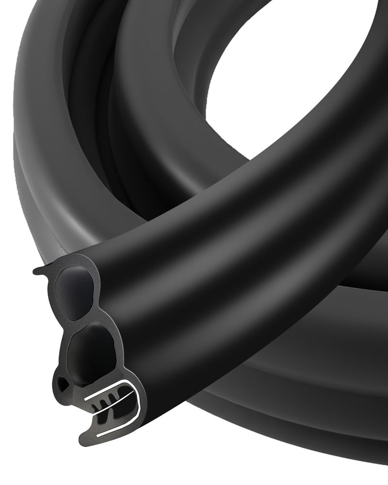 BOQNZN Automotive Door Weather Stripping Car Door Rubber Seal Strip Trim with EPDM 3 Side Bulbs Car Door Edge Trim Seal Strip Gasket for Trucks RVs Camper Boats Cabinets and Home Applications 30FT - Image 3