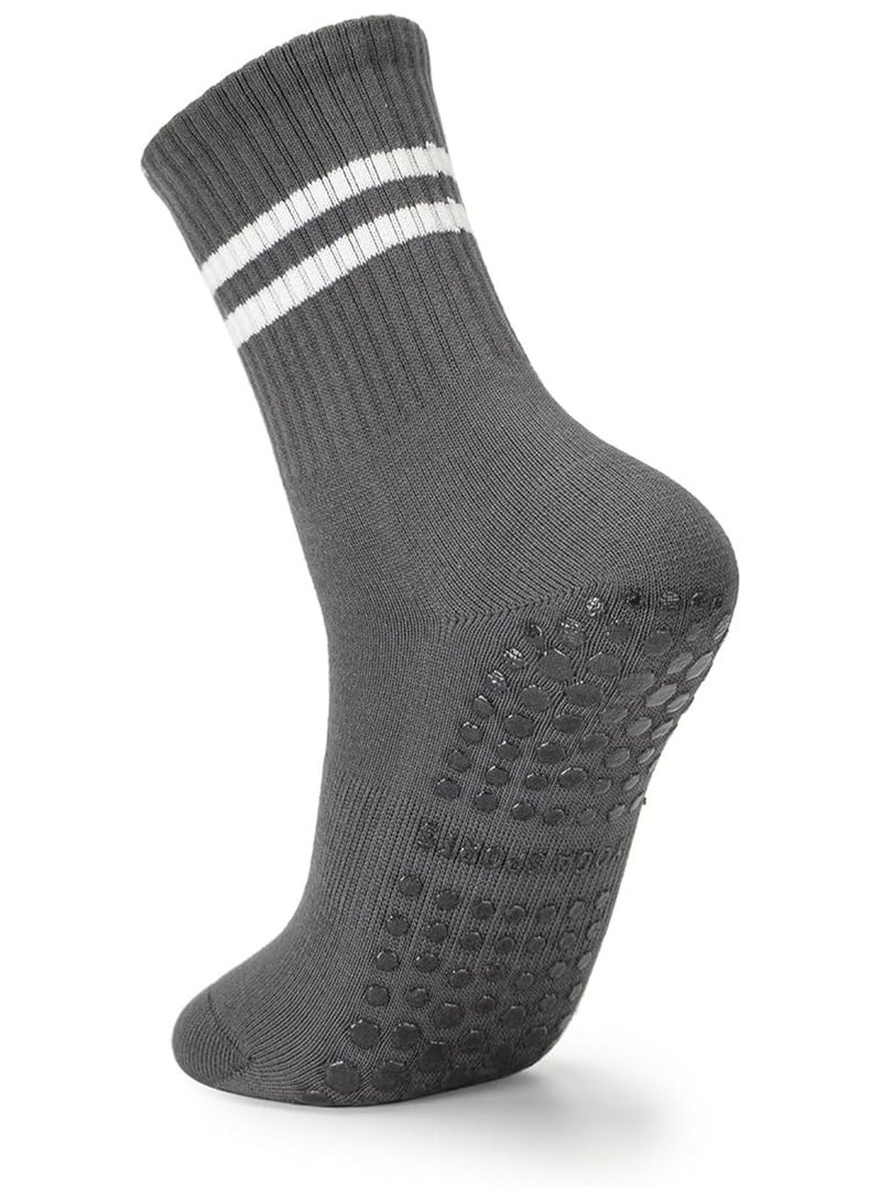 Kimaya Yoga Pilates Socks with Grips for Women, Non Slip Grips Cotton Socks for Barre, Ballet, Dance, Workouts (Grey) - Image 1
