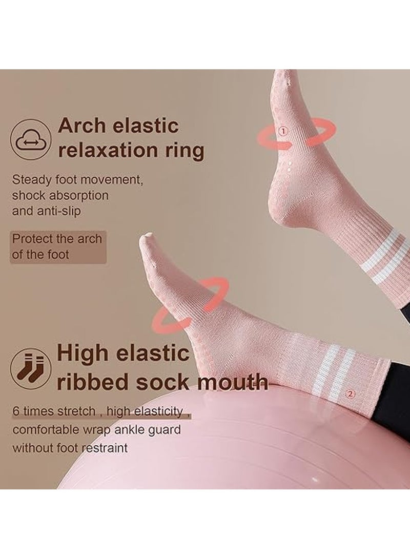 Kimaya Yoga Pilates Socks with Grips for Women, Non Slip Grips Cotton Socks for Barre, Ballet, Dance, Workouts (Grey) - Image 3