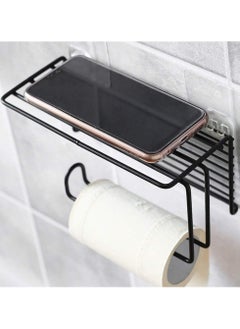 Generic Self Adhesive Wall Mount Tissue Holder with Mobile Phone Storage Shelf Towel  - Image 1