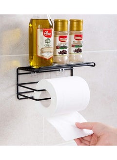 Generic Self Adhesive Wall Mount Tissue Holder with Mobile Phone Storage Shelf Towel  - Image 3