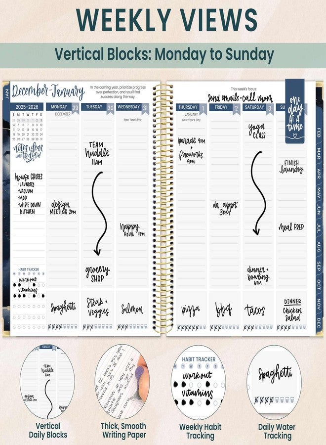 بلوم ديلي بلانرز مخططات بلوم اليومية 2026، غلاف مقوى، مخطط سنوي للأهداف والرؤية (من يناير إلى ديسمبر) - منظم أجندة شهري وأسبوعي - 7.5 بوصة × 9 بوصة - لون سماء منتصف الليل - Image 3