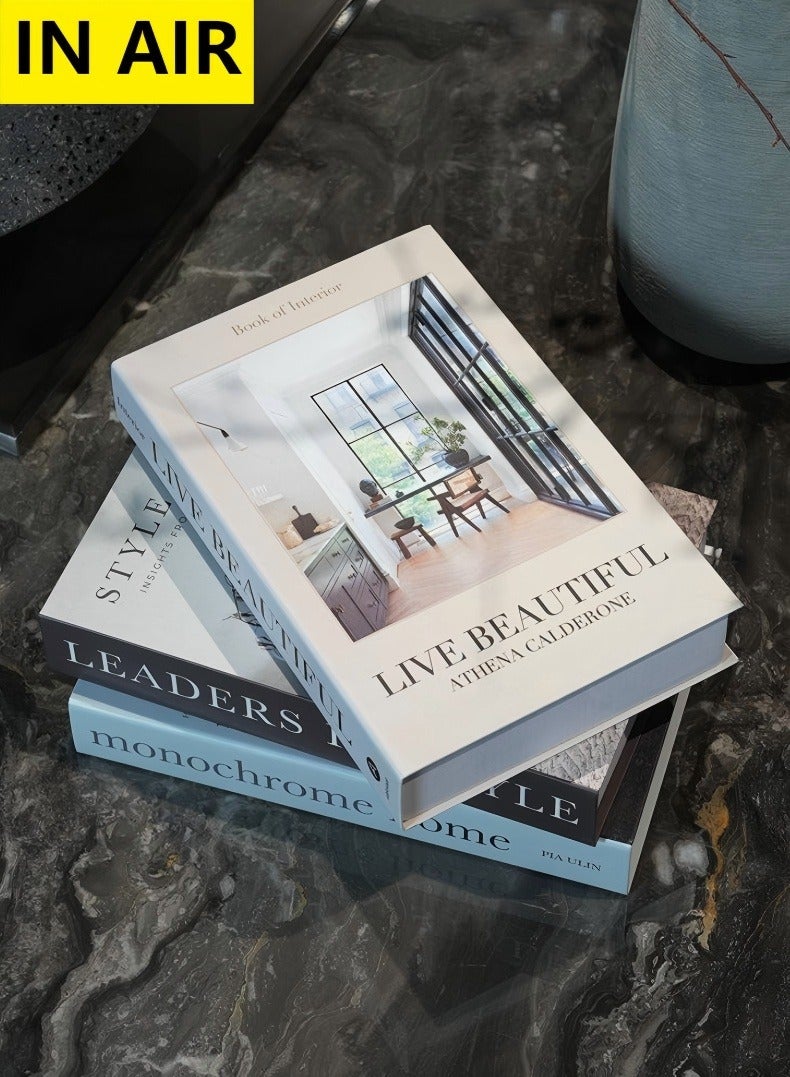 إن إير 3 قطع الحديثة الإنجليزية الحد الأدنى فو كتاب طوي الزخرفية عينة غرفة عرض لفندق مكتبة الديكور - Image 1