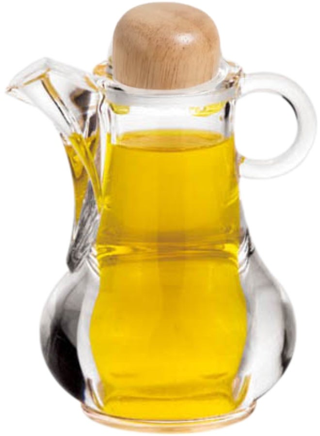 Oil Vinegar Sauce Bottle Dispenser with Wooden Lid - 75ml (Acrylic, Wood) - Image 1