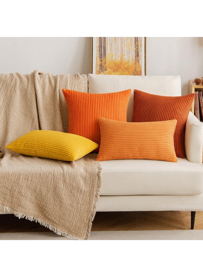 Beauenty Cushion Cover Autumn Corduroy Decorative Cushion Cover Sofa Cushion 40 x 40 cm Corduroy Cushion Cover Decorative Soft Decorative Cushion Covers Cushion for Sofa Armchair Home Bedroom Orange - Image 5