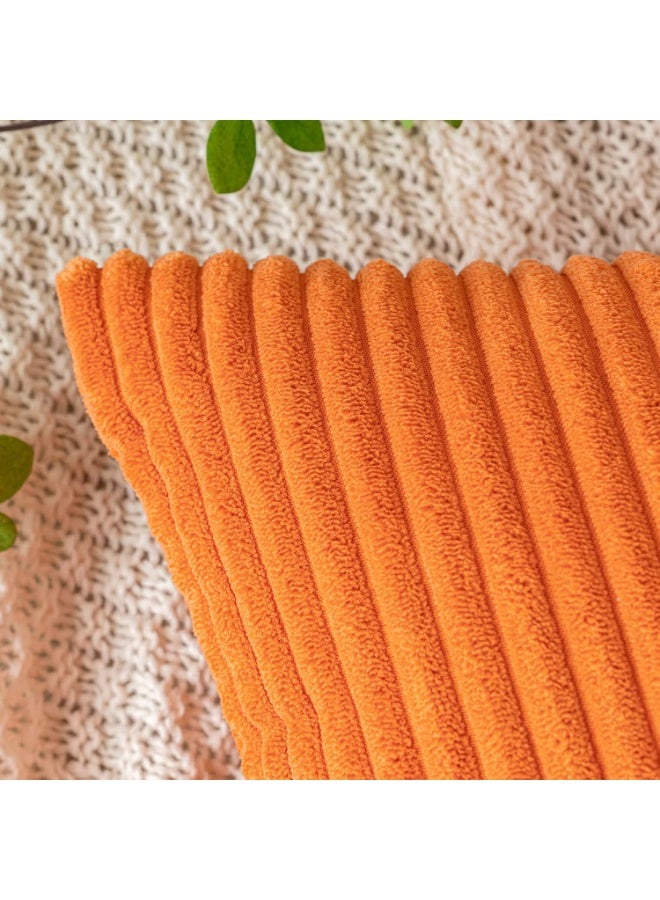 Beauenty Cushion Cover Autumn Corduroy Decorative Cushion Cover Sofa Cushion 40 x 40 cm Corduroy Cushion Cover Decorative Soft Decorative Cushion Covers Cushion for Sofa Armchair Home Bedroom Orange - Image 2