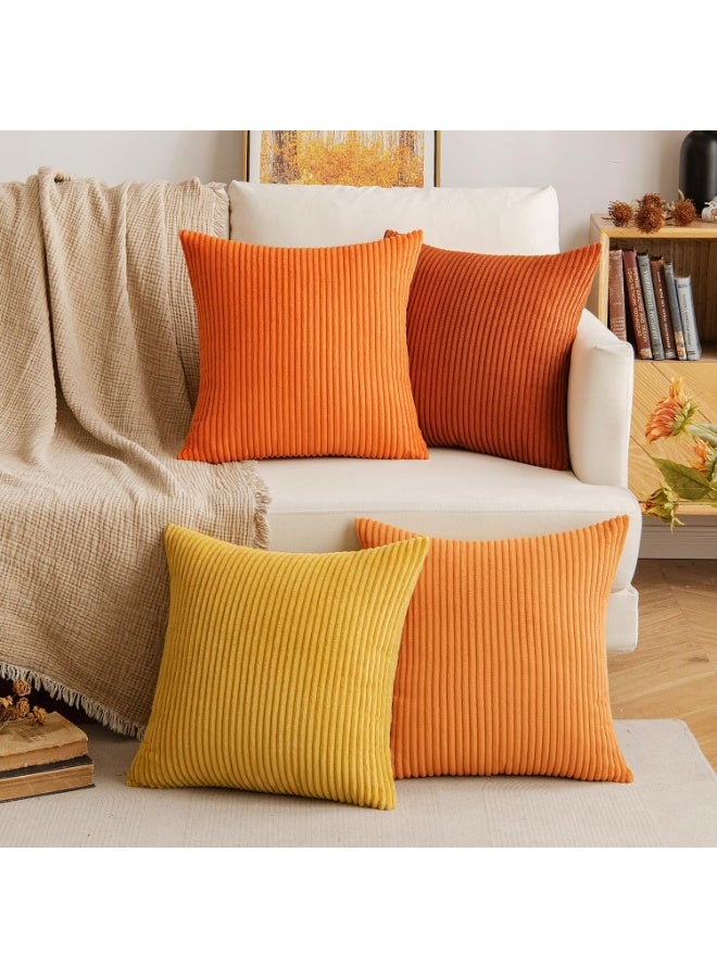 Beauenty Cushion Cover Autumn Corduroy Decorative Cushion Cover Sofa Cushion 40 x 40 cm Corduroy Cushion Cover Decorative Soft Decorative Cushion Covers Cushion for Sofa Armchair Home Bedroom Orange - Image 4