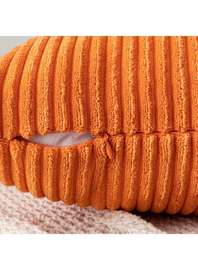 Beauenty Cushion Cover Autumn Corduroy Decorative Cushion Cover Sofa Cushion 40 x 40 cm Corduroy Cushion Cover Decorative Soft Decorative Cushion Covers Cushion for Sofa Armchair Home Bedroom Orange - Image 3