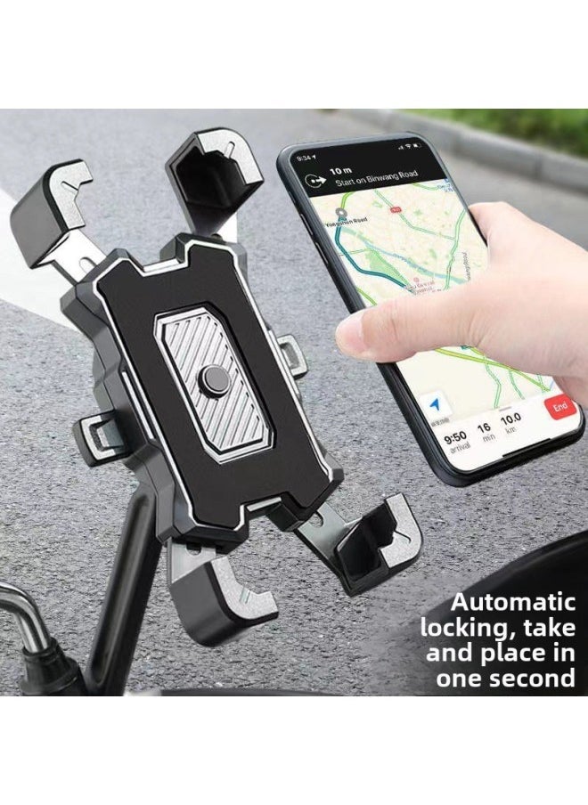 Electric Car Navigation Bracket Motorcycle Mobile Phone Bracket Takeaway Rider Bracket Bicycle Shockproof Mobile Phone Rack Wholesale-Color:Four-claw Electric Vehicle Bracket [rearview Mirror Model-black] - Image 2