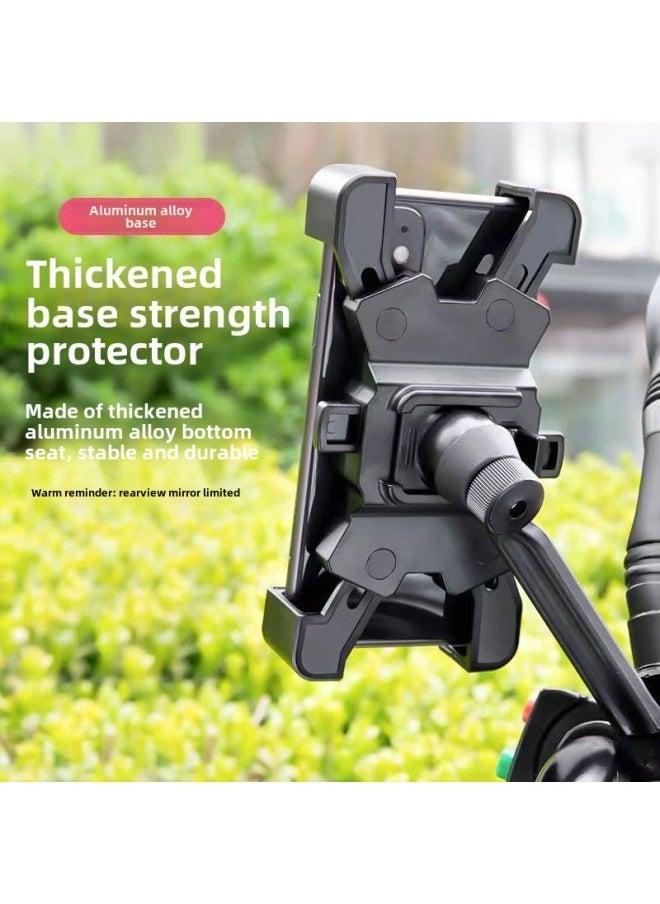 Electric Car Navigation Bracket Motorcycle Mobile Phone Bracket Takeaway Rider Bracket Bicycle Shockproof Mobile Phone Rack Wholesale-Color:Four-claw Electric Vehicle Bracket [rearview Mirror Model-black] - Image 4