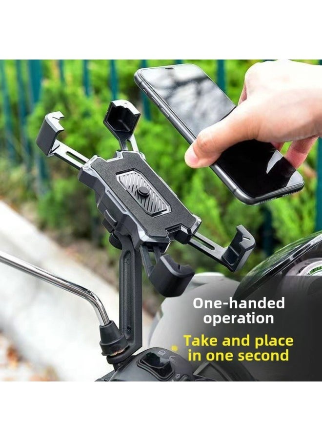 Electric Car Navigation Bracket Motorcycle Mobile Phone Bracket Takeaway Rider Bracket Bicycle Shockproof Mobile Phone Rack Wholesale-Color:Four-claw Electric Vehicle Bracket [rearview Mirror Model-black] - Image 3