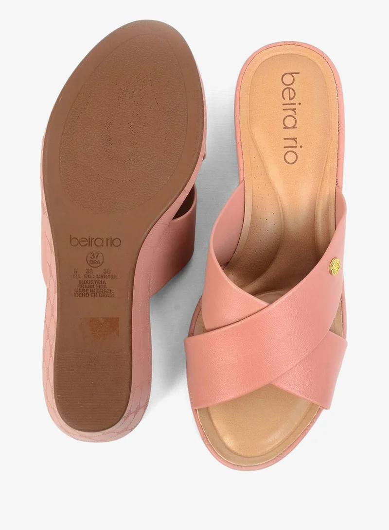 Beira Rio  Aurorii Corss Strap Mid Heel Wedge Sandals for Women | Best Price UAE