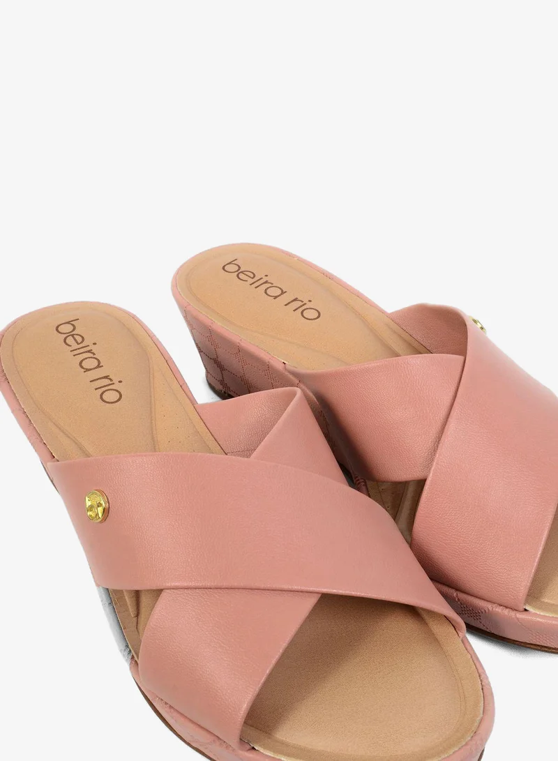 Beira Rio  Aurorii Corss Strap Mid Heel Wedge Sandals for Women | Best Price UAE