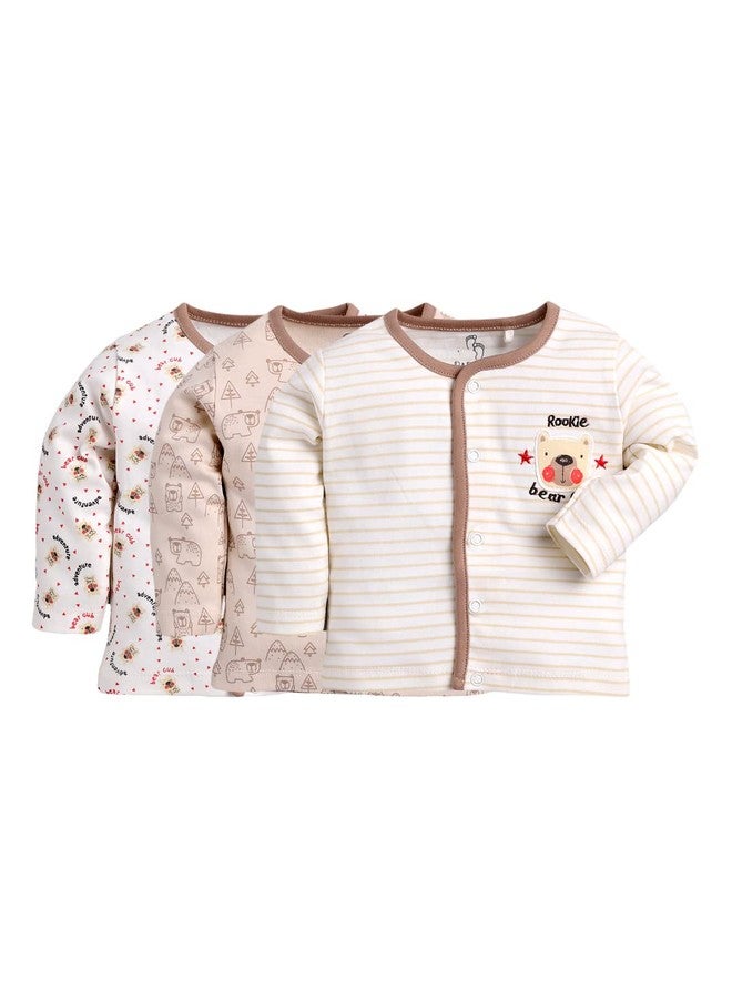 BABY GO Full Sleeve Clothing Set for Baby Boys & Girls | Baby T-Shirts |3-6M |Beige | DAILYWEAR Infant Clothes | Pack of 3 - Image 1
