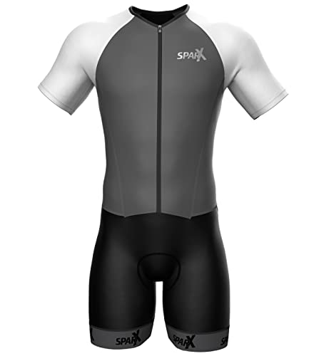 Sparx Mens Elite Aerosuit Triathlon Suit Mens Short Sleeve Tri Suit Skinsuit Gray 2XL - Image 3