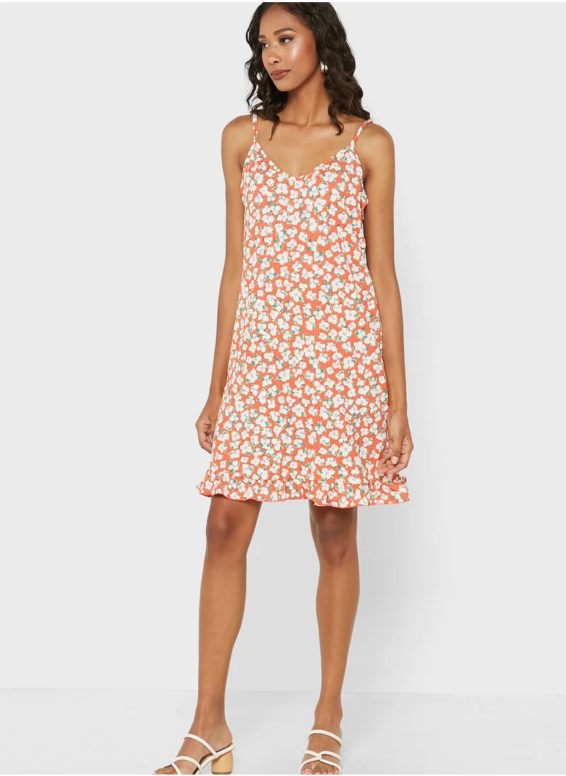 VERO MODA Strappy Ruffle Detail Printed Dress