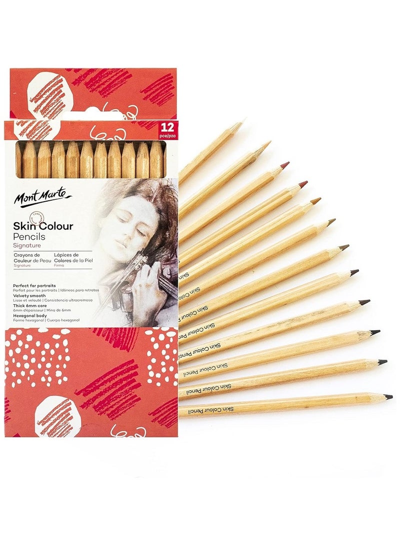 مونت مارتي مجموعة أقلام تلوين البشرة ١٢ قطعة مونت مارت - مثالية لرسم البورتريه التعبيري - Image 1