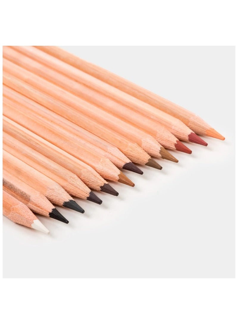 مونت مارتي مجموعة أقلام تلوين البشرة ١٢ قطعة مونت مارت - مثالية لرسم البورتريه التعبيري - Image 2