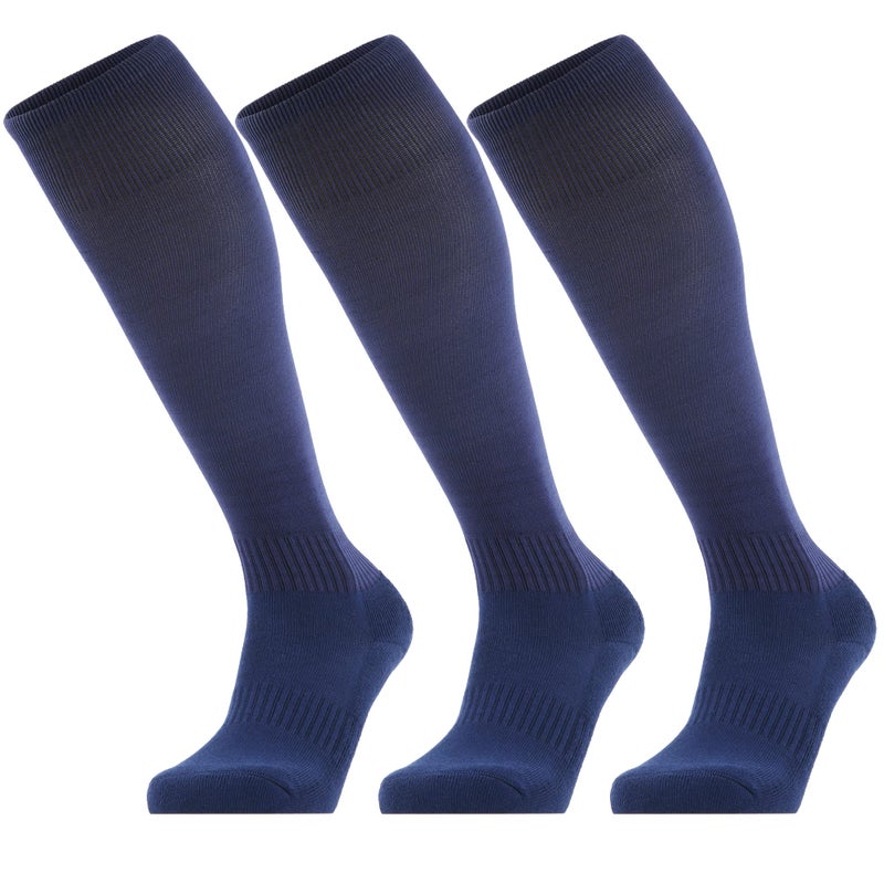 GRAPMKTG 3 Pack Softball Soccer Baseball Socks for Youth Men and Women Football Knee High Socks for Kids Adult Tube Socks for Boys Girls Navy Blue Medium - Image 1