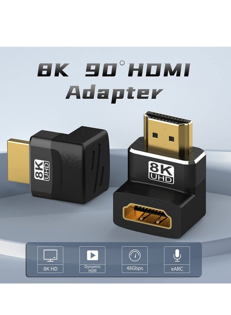 Excefore مجموعة من 4 محولات HDMI 2.1 ذكر إلى أنثى، محول بزاوية 90 و270 درجة، يدعم 8K@60Hz، 4K@120Hz، مناسب للتلفزيون الحائطي، الكمبيوتر المحمول، PS4 PS5 - Image 2