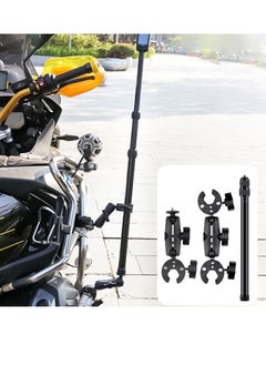 AMBERJACK Motorcycle Bike Action Camera Handlebar Double clamp Camera Mount with Invisible Selfie Stick for Riding Tracking Shooting, For GoPro Hero 12/11/10/9/8 Insta360 X4 X3 X2 ONE X/ONE/EVO Action Camera Accessories  - Image 2