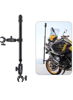 AMBERJACK Motorcycle Bike Action Camera Handlebar Double clamp Camera Mount with Invisible Selfie Stick for Riding Tracking Shooting, For GoPro Hero 12/11/10/9/8 Insta360 X4 X3 X2 ONE X/ONE/EVO Action Camera Accessories  - Image 1
