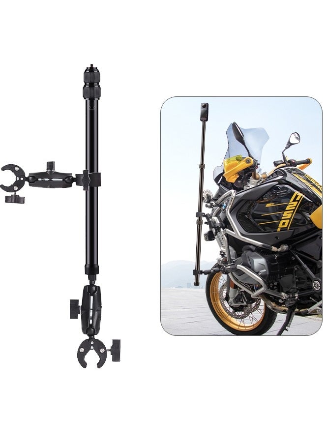 AMBERJACK Motorcycle Bike Action Camera Handlebar Double clamp Camera Mount with Invisible Selfie Stick for Riding Tracking Shooting, For GoPro Hero 12/11/10/9/8 Insta360 X4 X3 X2 ONE X/ONE/EVO Action Camera Accessories  - Image 1