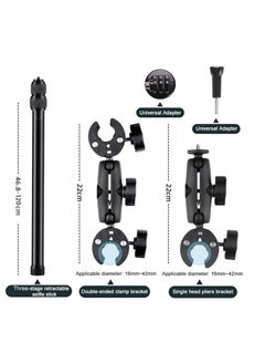 AMBERJACK Motorcycle Bike Action Camera Handlebar Double clamp Camera Mount with Invisible Selfie Stick for Riding Tracking Shooting, For GoPro Hero 12/11/10/9/8 Insta360 X4 X3 X2 ONE X/ONE/EVO Action Camera Accessories  - Image 5