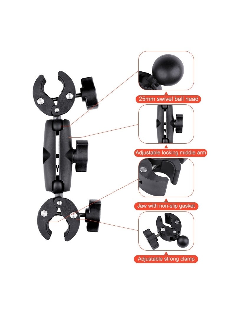 AMBERJACK Motorcycle Bike Action Camera Handlebar Double clamp Camera Mount with Invisible Selfie Stick for Riding Tracking Shooting, For GoPro Hero 12/11/10/9/8 Insta360 X4 X3 X2 ONE X/ONE/EVO Action Camera Accessories  - Image 5
