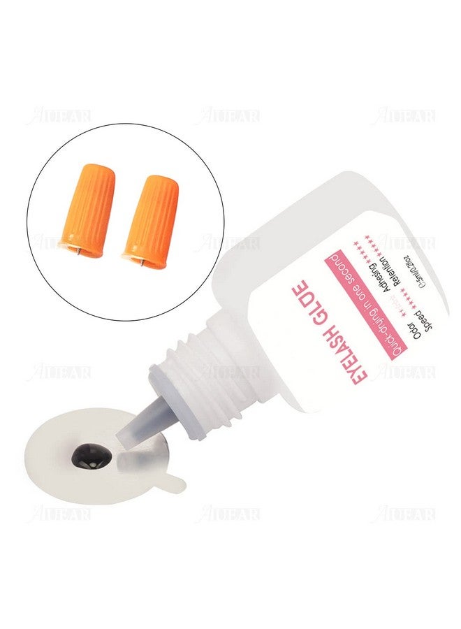 AUEAR 100 Pack Eyelash Glue Bottle Plug Blocking Needle Glue Bottle Pins Plastic Bottle Sealer For Beauty Salon Eyelash Extensions Makeup Tools Orange - Image 5