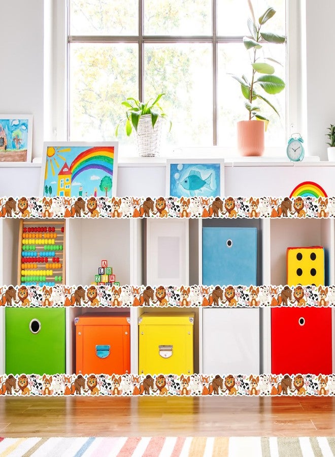 Leezead 65.6Ft Jungle Animals Bulletin Board Borders, Cute Jungle Farm Animal Theme Die Cut Trim Border Roll Lion Rhino Fox Bulletin Board Trim for Home Office Back to School Classroom Chalkboard Wall Decor - Image 4