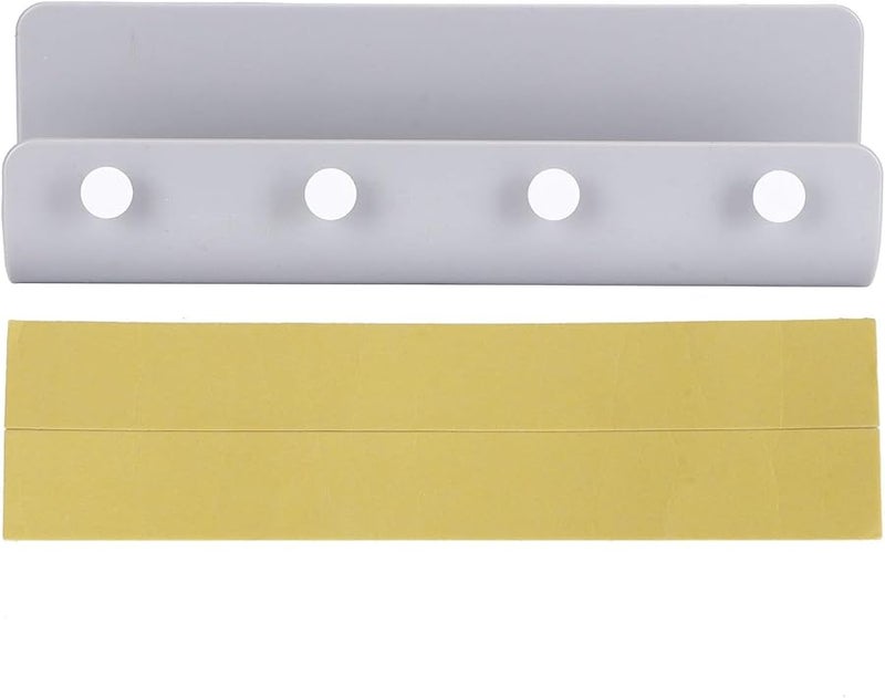 Wall Mounted Key Holder With 4 Hooks Gray ABS Storage Shelf 21 5x4x7cm - Image 2