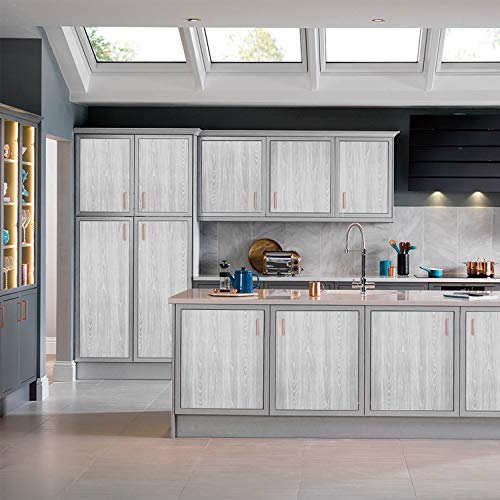 Melwod Gray Wood Wallpaper 17.71 x 197 Inch Wood Grain Texture Peel and Stick Wallpaper Adhesive Paper Light Grey Wall Covering Desk Shelf Drawer Liner Cabinets Wardrobe - Image 5